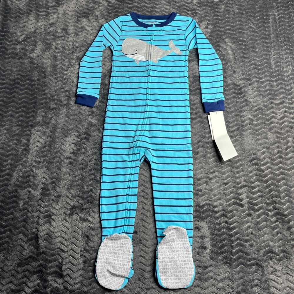 New Carter's 1-Piece Whale Snug Fit Cotton Pajama PJs Boy Sleeper